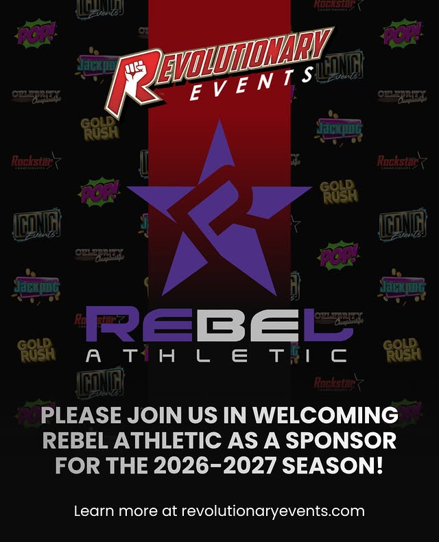 Instagram post by @revolutionchampionships for Rebel Athletic. Caption reads: We're excited to officially welcome....