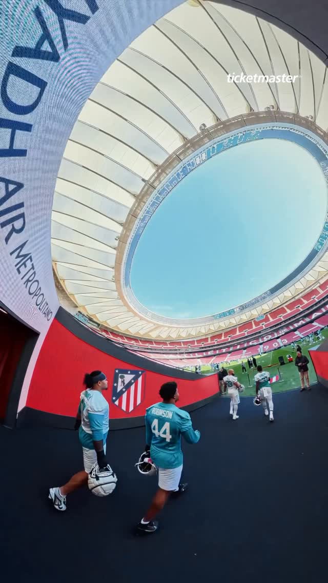 Instagram post by @laliga for Ticketmaster. Caption reads: 👋 @atleticodemadrid

#LALIGAxNFL.