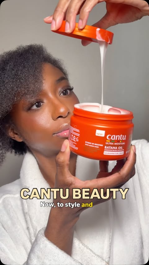 Instagram post by @naturally.nish for Cantu Beauty. Caption reads: [...] need to be in and OUT of my bathroom.....