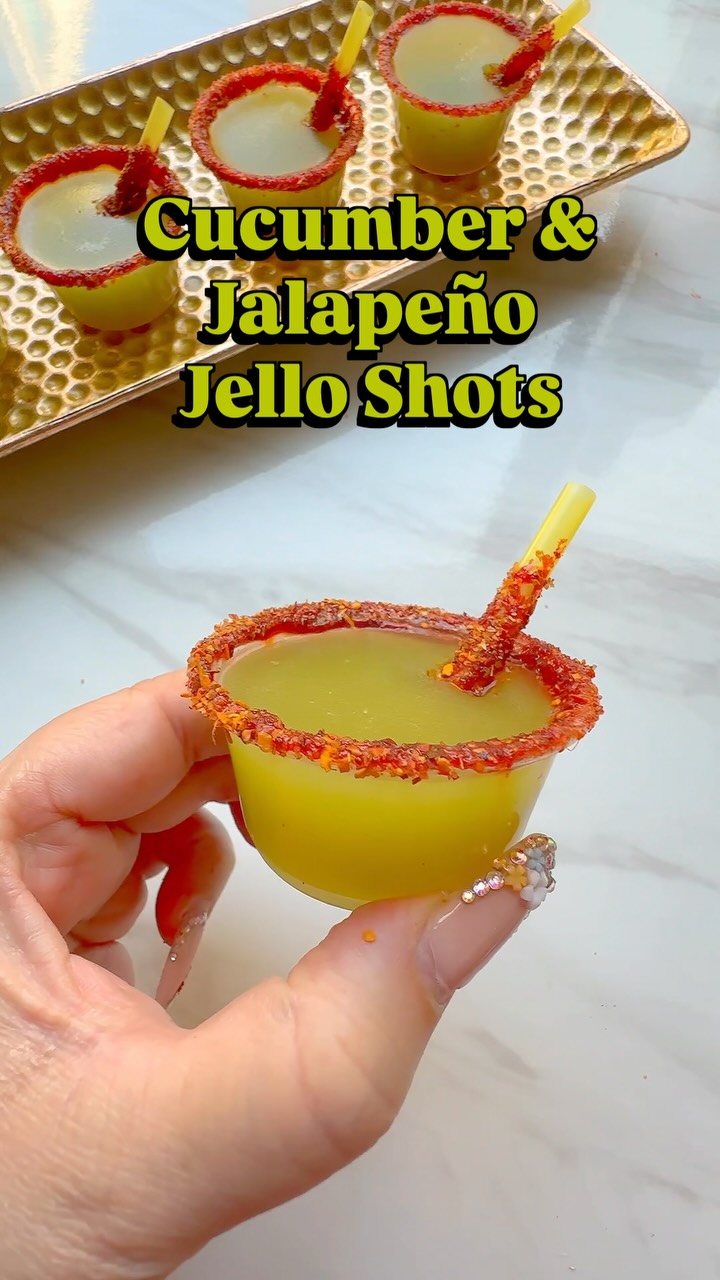 Instagram post by @joscakes_ for 21Seeds Infused Tequila. Caption reads: Cucumber & Jalapeño Jello Shots! 🥒🌶️

Made these....