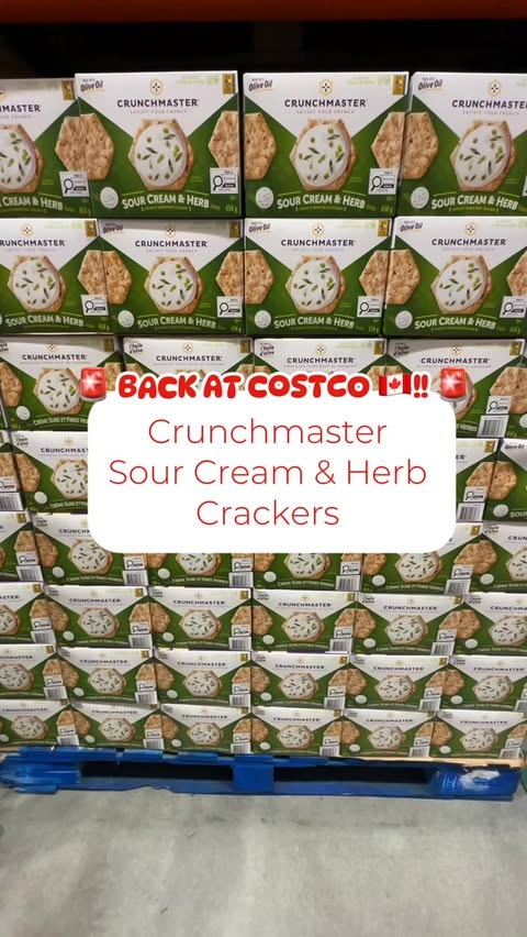 Instagram post by @costcofindscanada for Crunchmaster Crackers. Caption reads: 🚨 BACK AT COSTCO 🇨🇦!! 🚨 ‌....