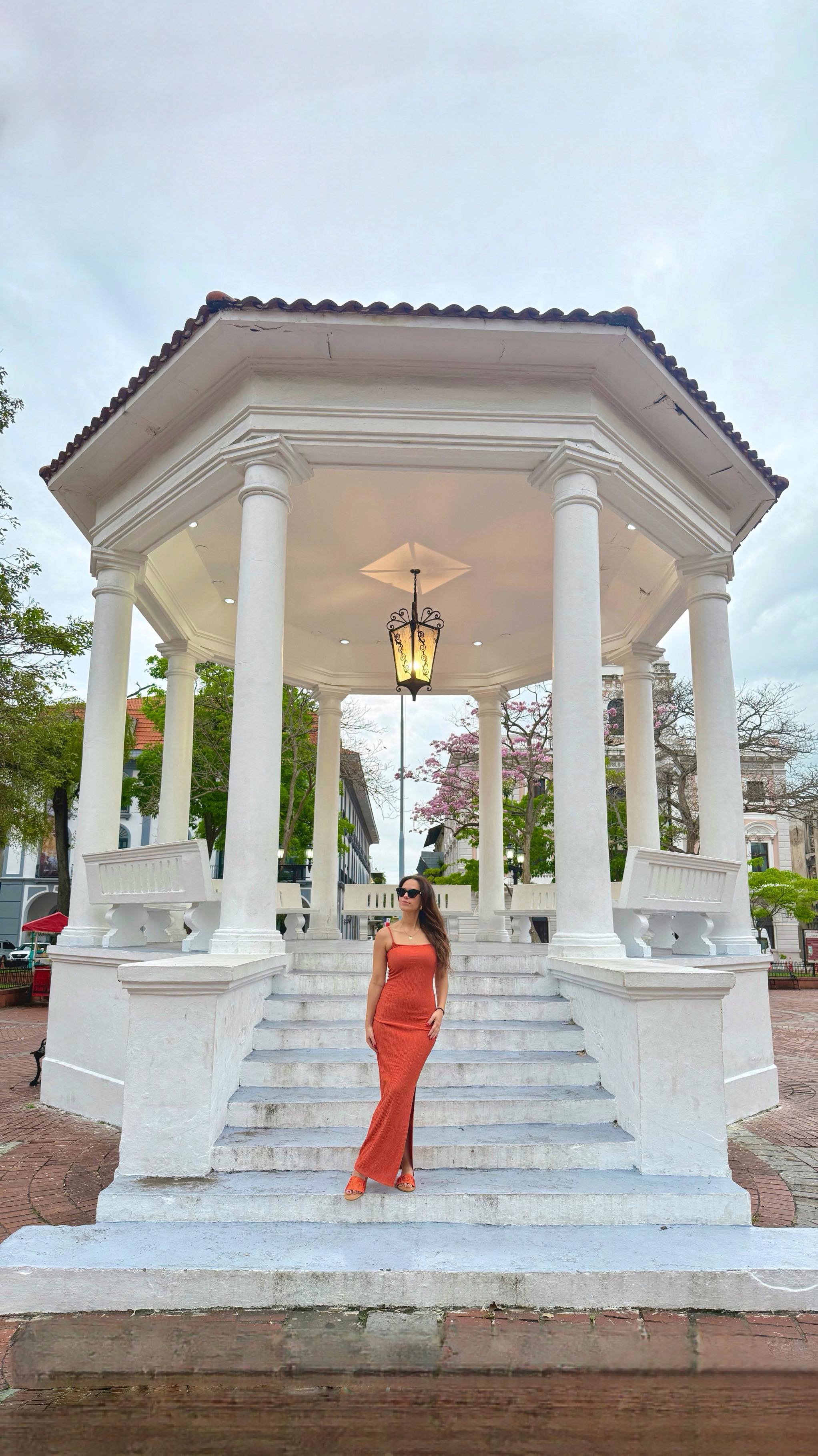 Instagram post by @travel.passionlady for LuggeX. Caption reads: Strolling around in Panama City....