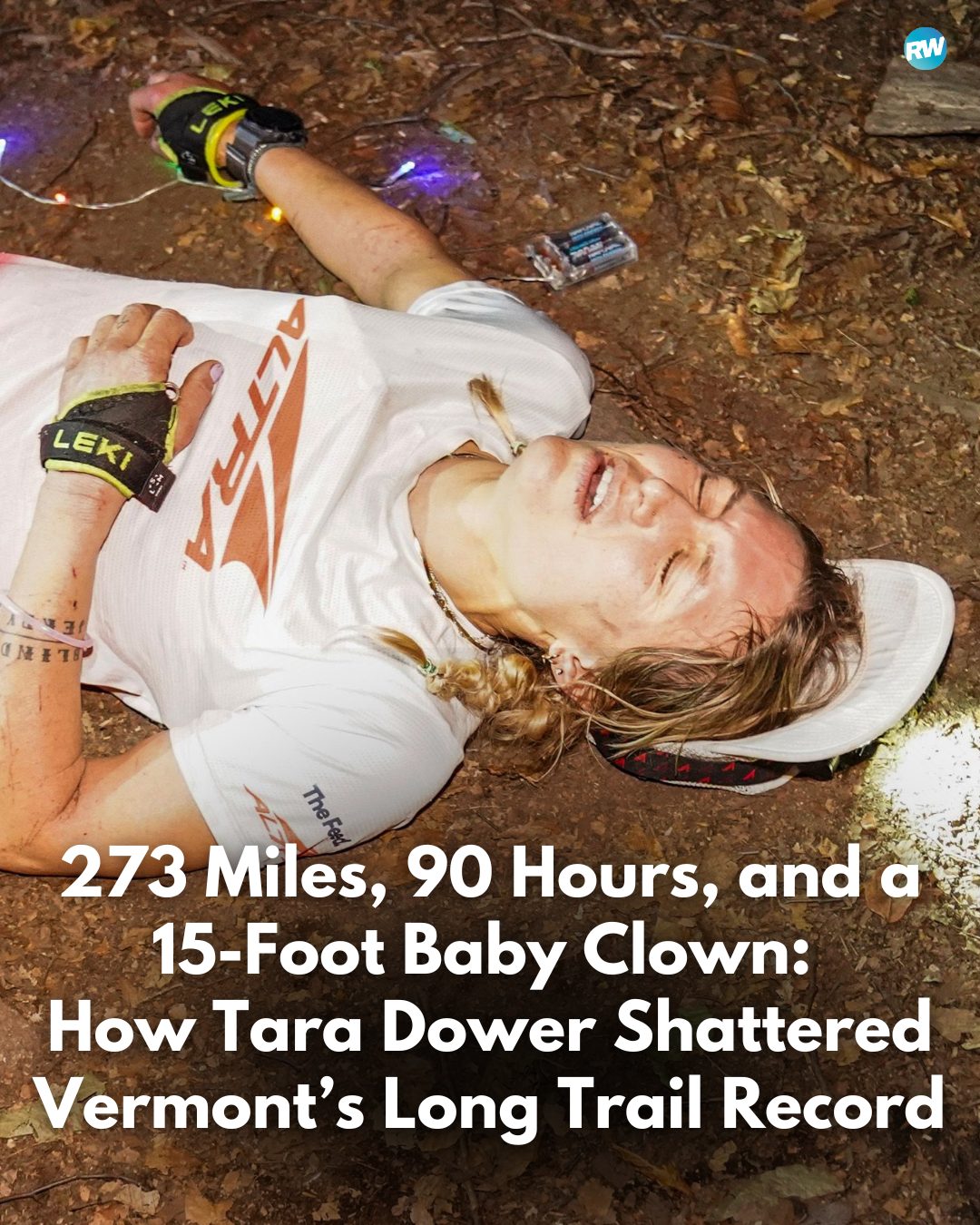 Instagram post by @tara.dower for Runner's World. Caption reads: Battling hallucinations and sleep deprivation,....