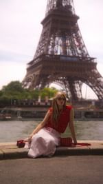 Instagram post by @pinoemie_ for KENZO Parfums. Caption reads: From the city to the fields. 🌾 So so happy and....