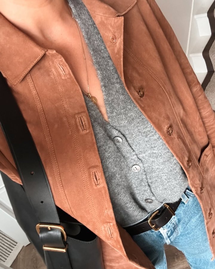 Instagram post by an influencer for Madewell. Caption reads: Not ready for suede and sandal season to be over…....