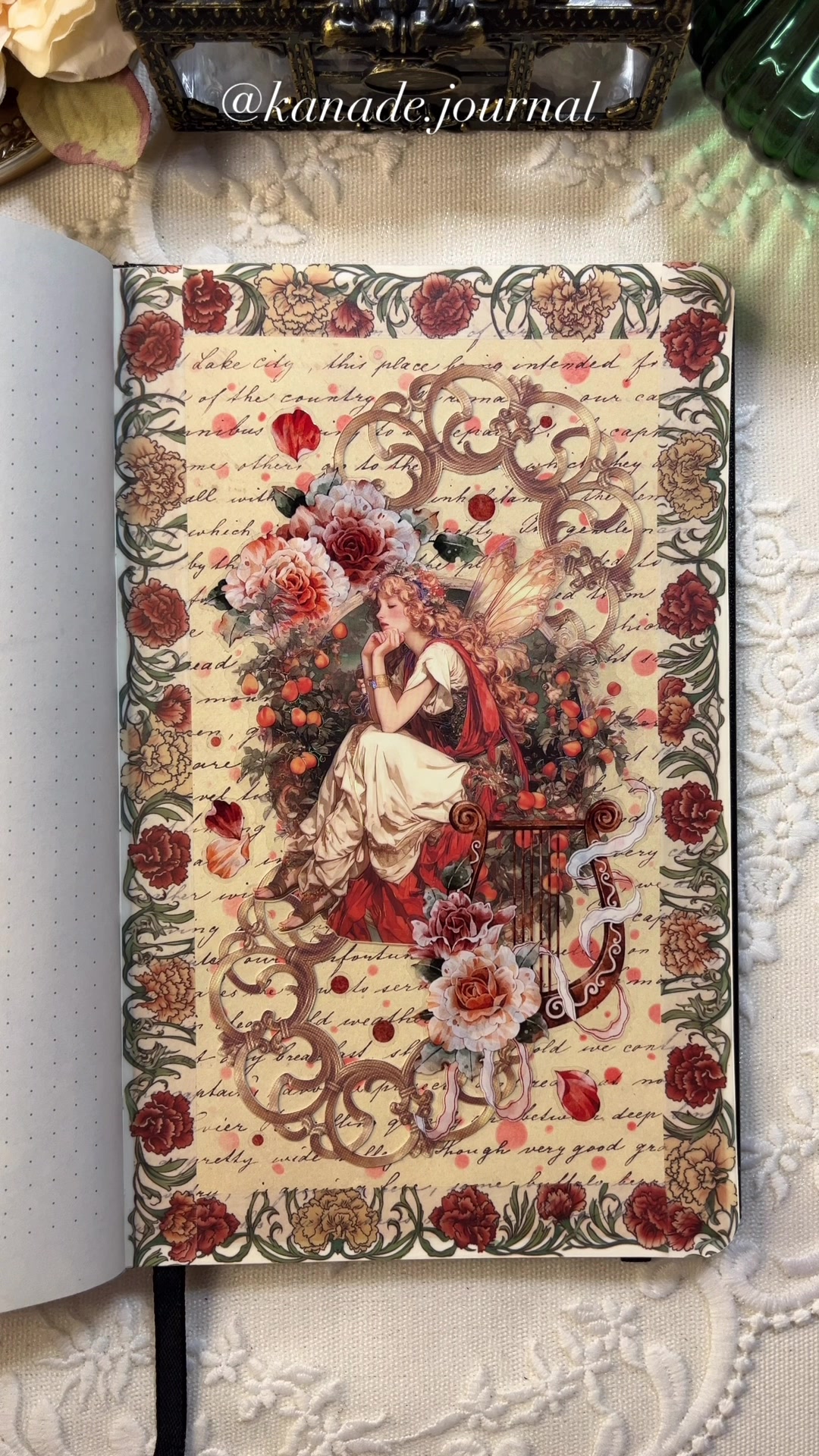 TikTok post by @kanade.journal for The Washi Tape Shop. Caption reads: ASMR Journal with me ✨ ❤️🌹🎻 Washi tape set from....