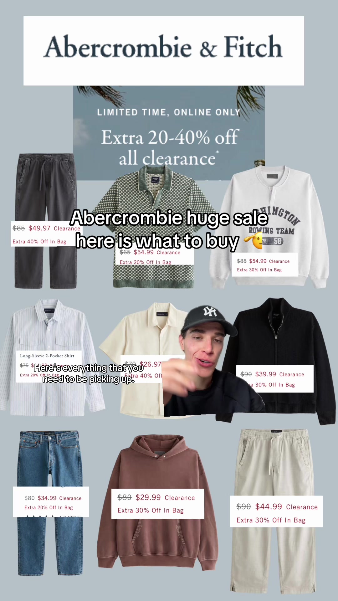 TikTok post by @antonioopapa for Abercrombie & Fitch. Caption reads: @abercrombie & fitch sale you need to be shopping....