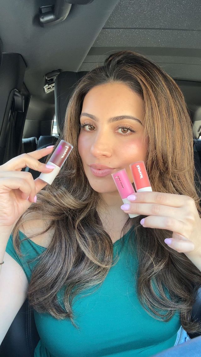 Instagram post by @kiranjmeghani for Karuna Skin. Caption reads: 1, 2 or 3? comment LINK for a link to....