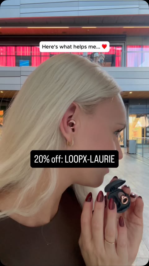 Instagram post by @_lauriefaulkner for Loop Earplugs. Caption reads: [...] #adhd #autism #neurodivergent #loopearplugs.