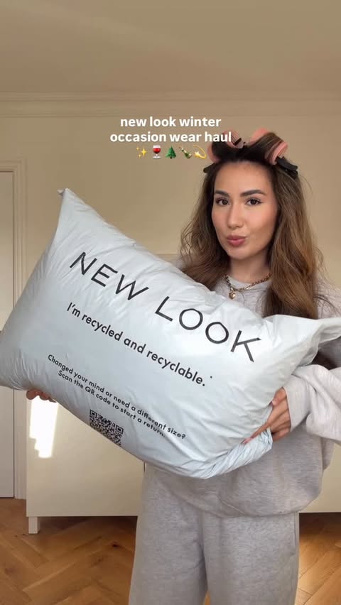 Instagram post by @imhollyfrances for New Look. Caption reads: The prettiest dresses for any occasion this winter....