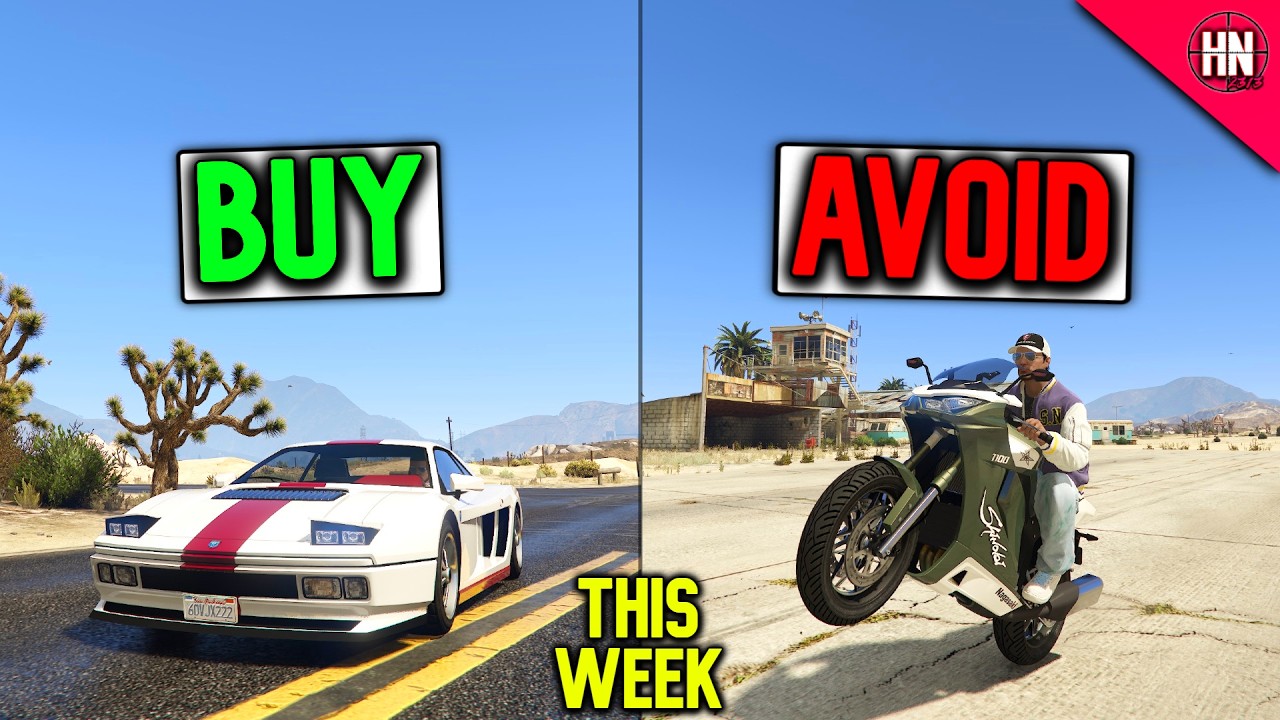 YouTube post by @HarmNone for A. Caption reads: What To BUY & What To AVOID This Week In GTA [...].