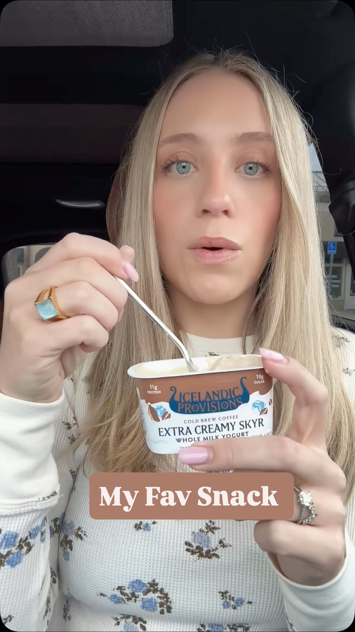 Instagram post by @chelsea_explains for Icelandic Provisions. Caption reads: The best snacks don’t even make it home, mmkay?....