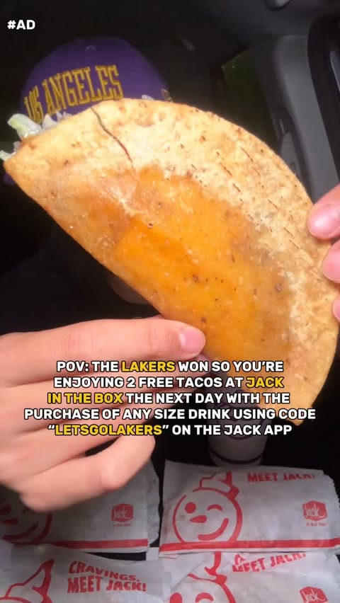 Instagram post by @thejcheneats for Jack in the Box. Caption reads: FREE TACOS? Sign me up! @jackinthebox is giving....