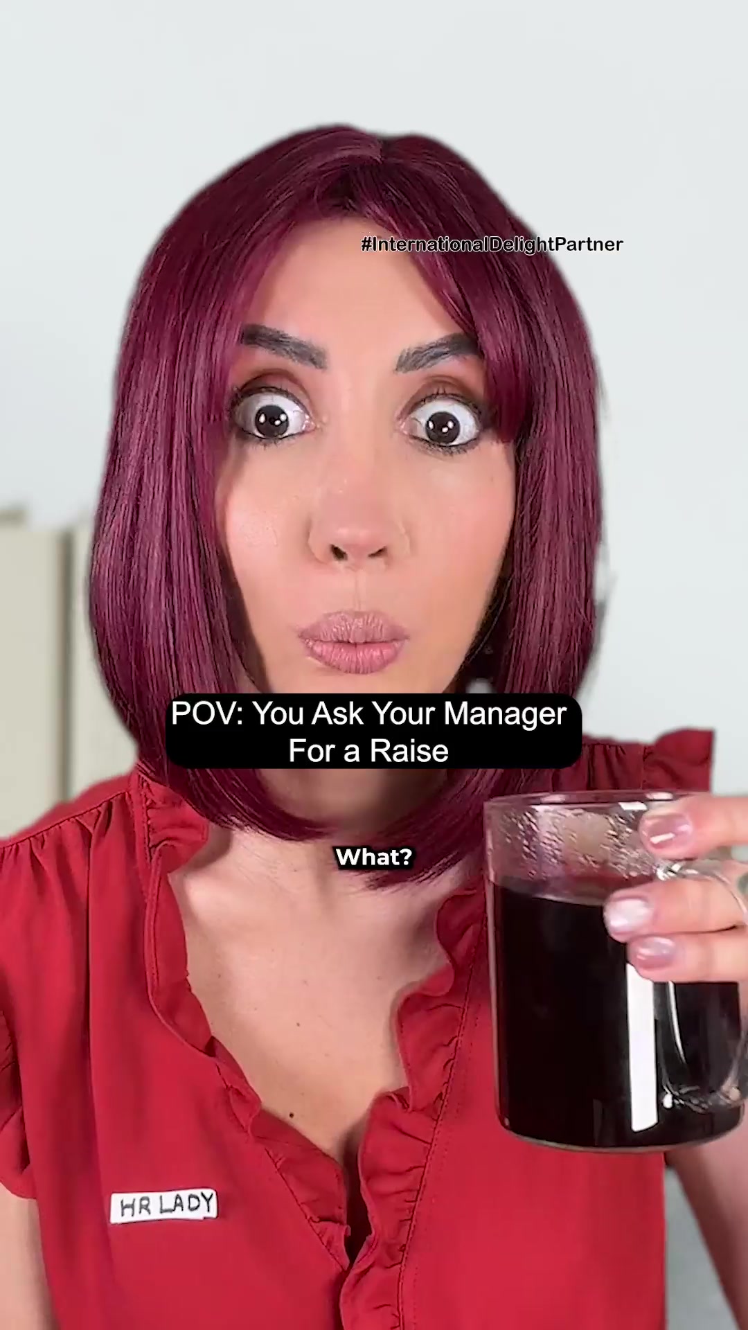 TikTok post by @melshoshahi for International Delight. Caption reads: #internationaldelightpartner When the raise is....