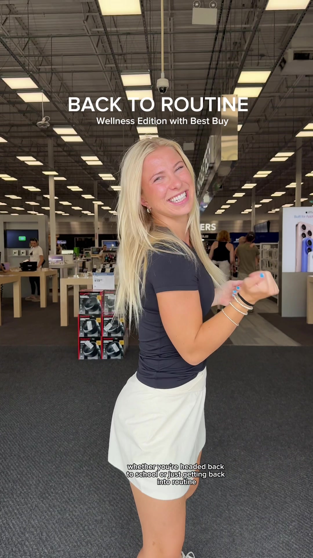 TikTok post by @_hellafit for Best Buy. Caption reads: Back to routine, wellness edition!  Grabbed my....