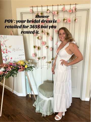 TikTok post by @madilouuuuu for FashionPass. Caption reads: Loved my @LoveShackFancy dress for my bridal....