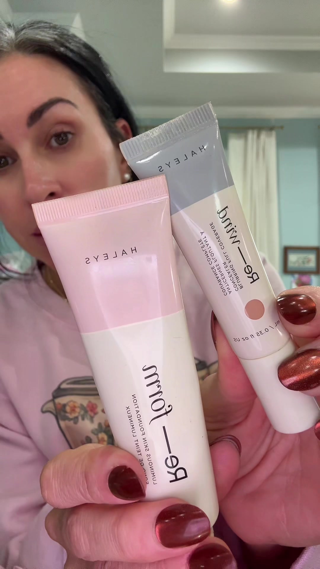 TikTok post by @matteimomof5.3 for HALEYS. Caption reads: Yall have to try this makeup!! @HALEYS Beauty....