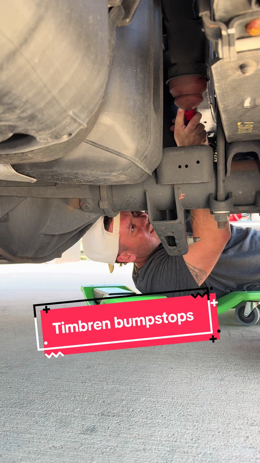 TikTok post by @hildebrantrv for TIMBREN INDUSTRIES. Caption reads: [...] Less squat. More control. @Timbren....