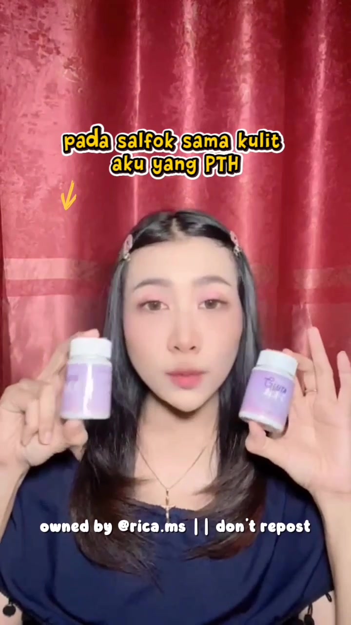 TikTok post by @rica.ms for Noera By Reisha. Caption reads: [...] cuman rutin minum Gluta Ala C @Noera By....