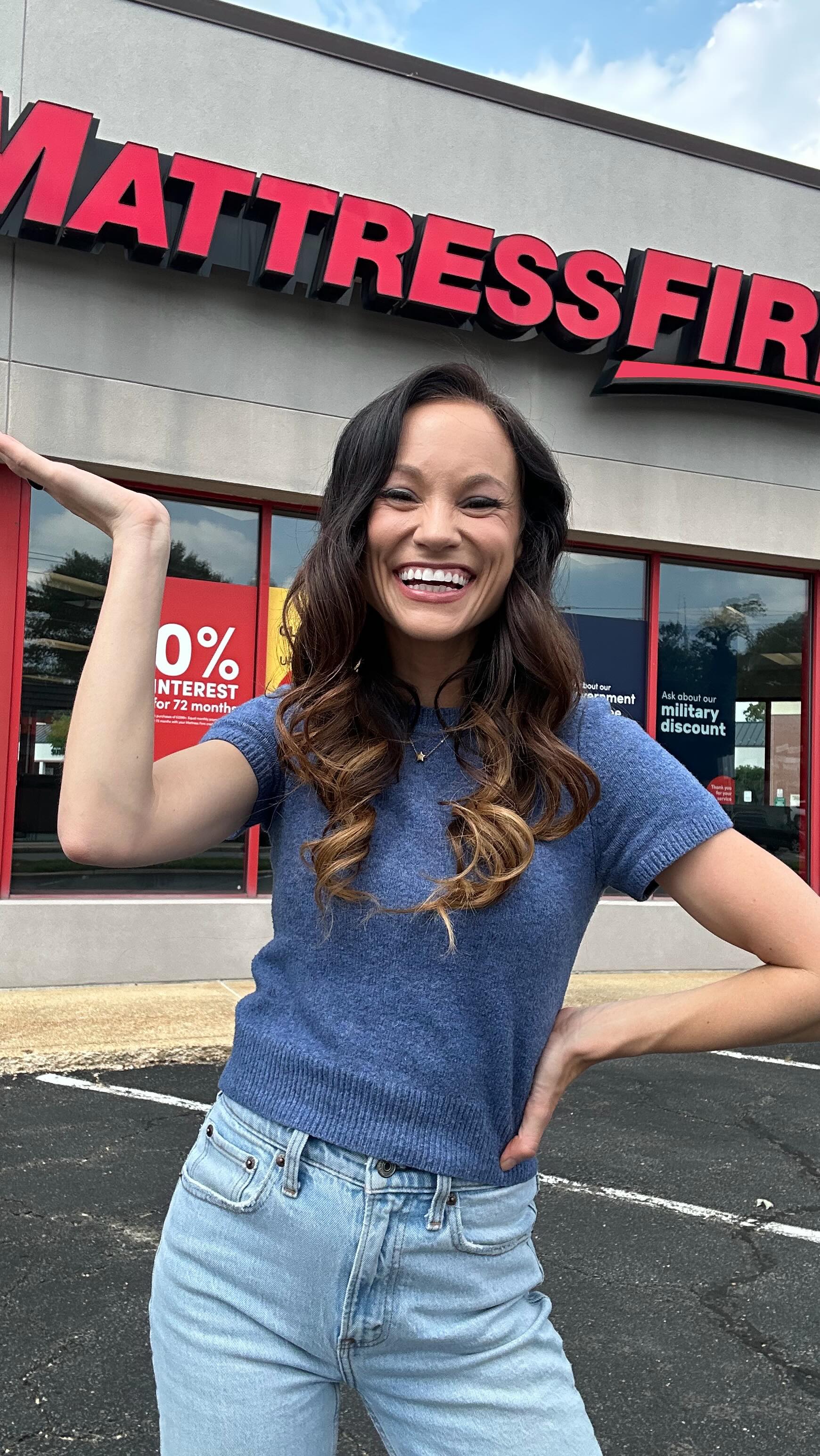 Instagram post by @thespacegal for Mattress Firm. Caption reads: Operation Grandparents: Secure the world’s coziest....