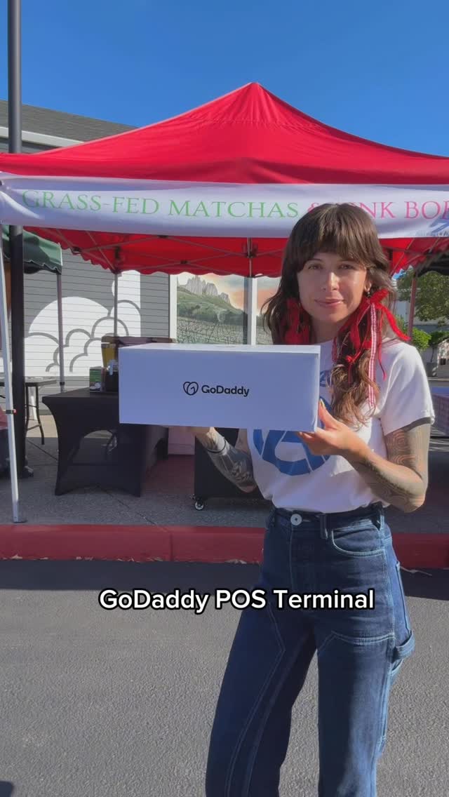 Instagram post by @thebobapopupshop for GoDaddy. Caption reads: Obsessed with my new GoDaddy Smart Terminal! 

The....