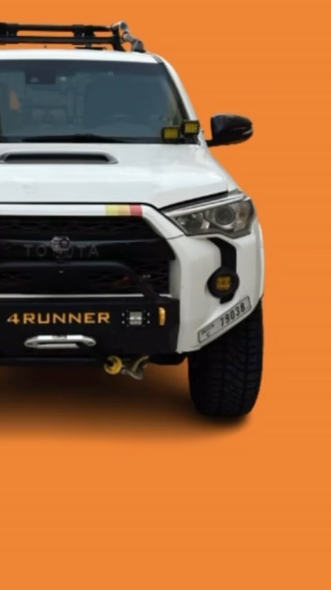 Instagram post by @evokenomad for DV8 Offroad. Caption reads: Frontend Friday #4runner 🟨🟧🟥 #4RunnerNation....