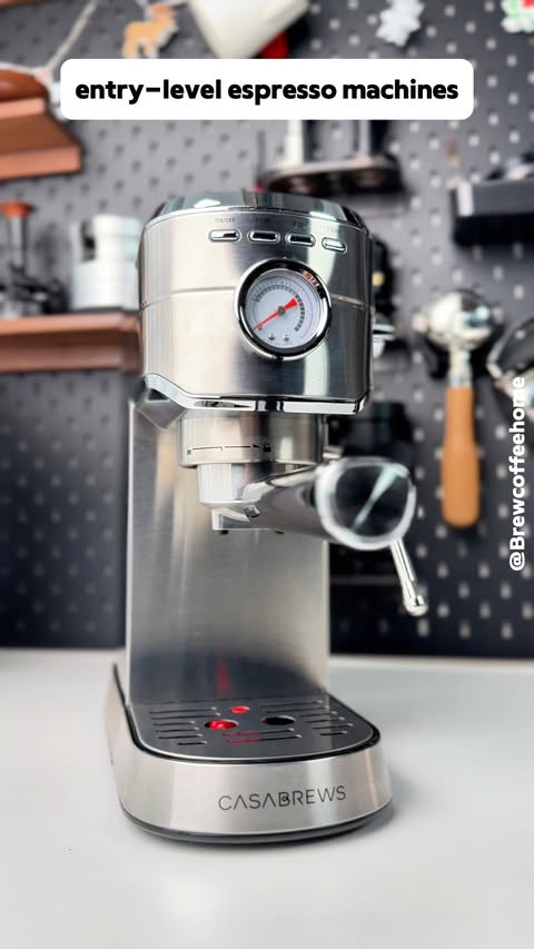 Instagram post by @brewcoffeehome for Casabrews. Caption reads: [...] lots of budget machines in 2025, the....