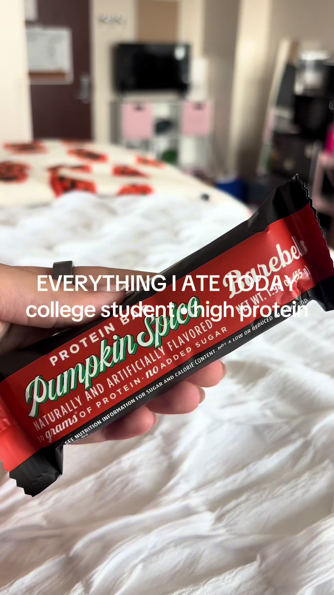 TikTok post by @sonotsophward for FIt Butters. Caption reads: high protein what i eat in a day as a college....