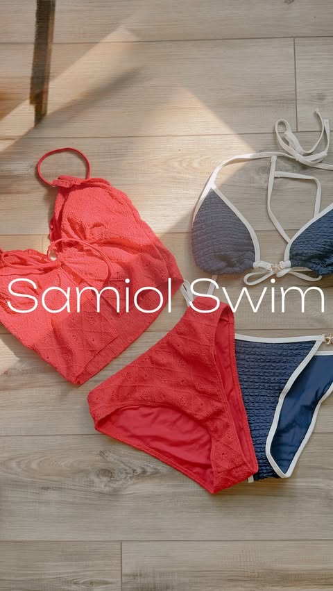 Instagram post by @paigemueller_ for Samiol. Caption reads: Which ones your fav 👙 #samiolswimwear #swimwear....