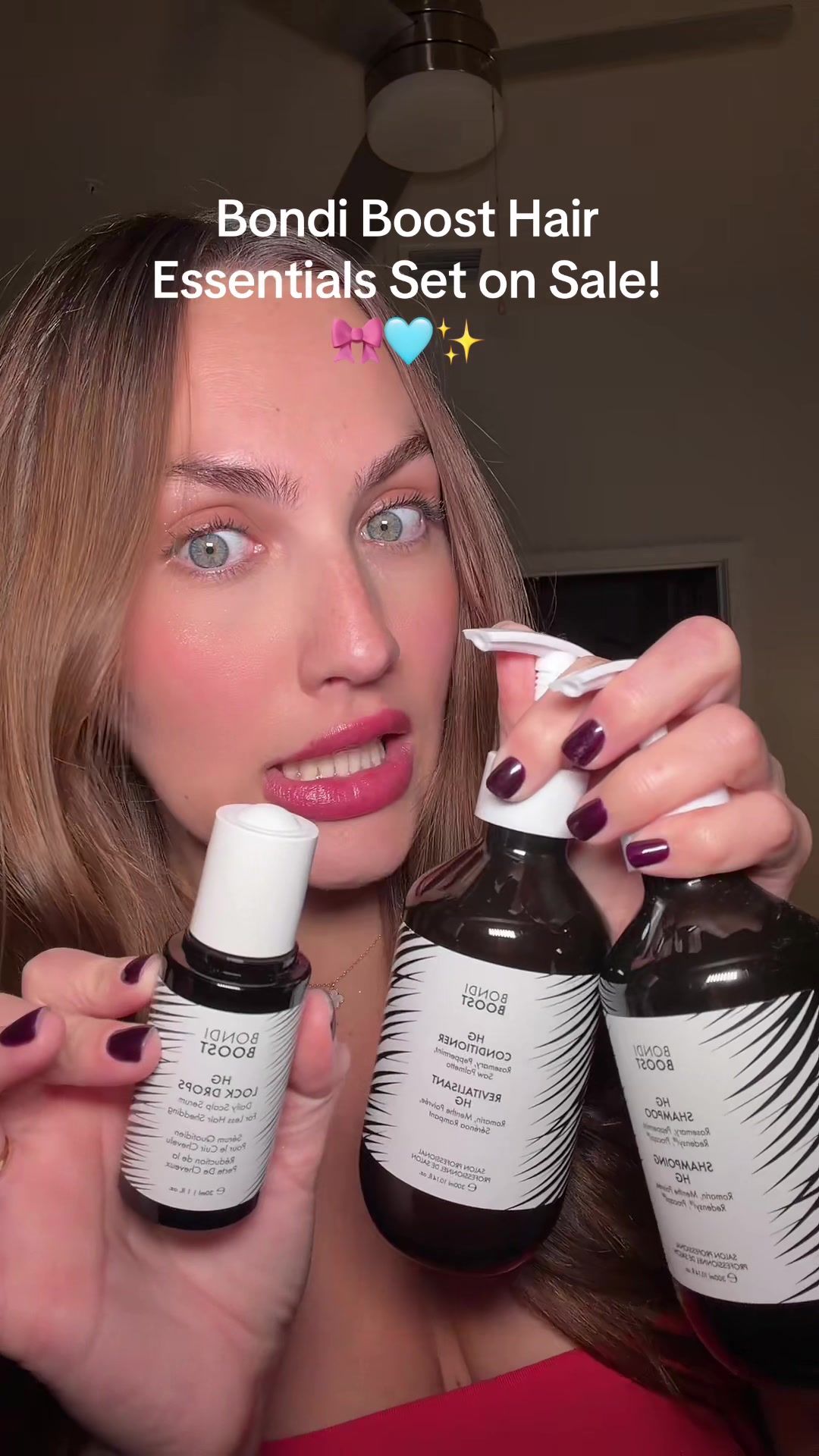 TikTok post by @daniellamagee for BondiBoost. Caption reads: [...] a salon after using these ✨ @BondiBoost....