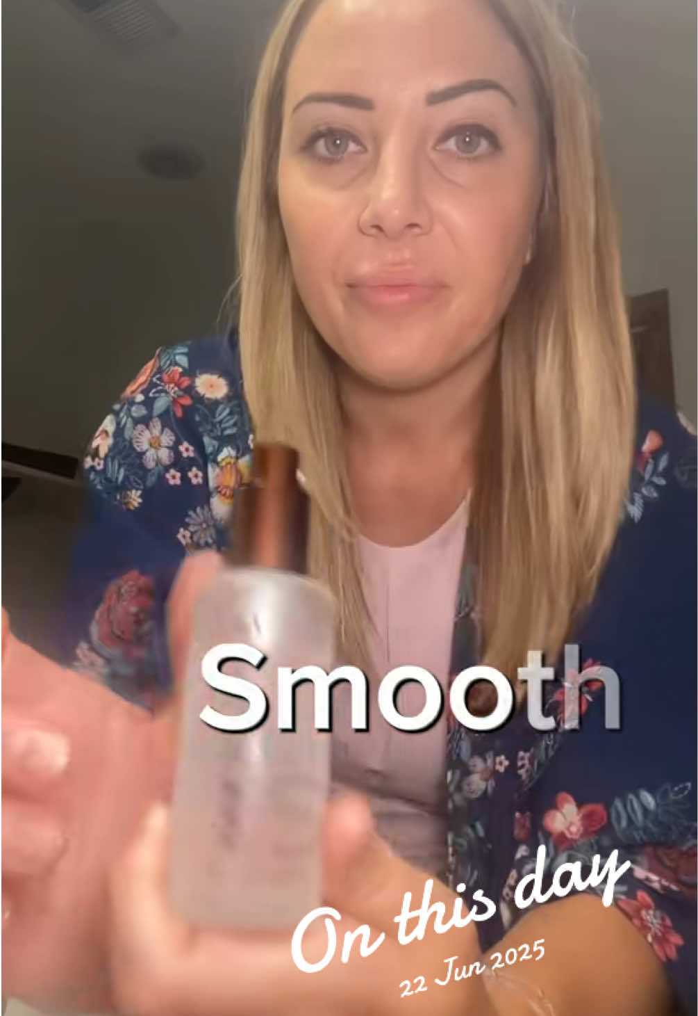TikTok post by @christieblume26 for HerStyler Haircare. Caption reads: I’m down to my last bottle. This hair serum is my....