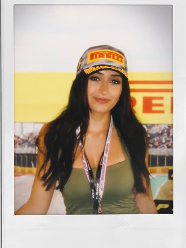 Instagram post by an influencer for Pirelli. Caption reads: New @pirelli podium cap unlocked: Miami🏆🧢 [...].