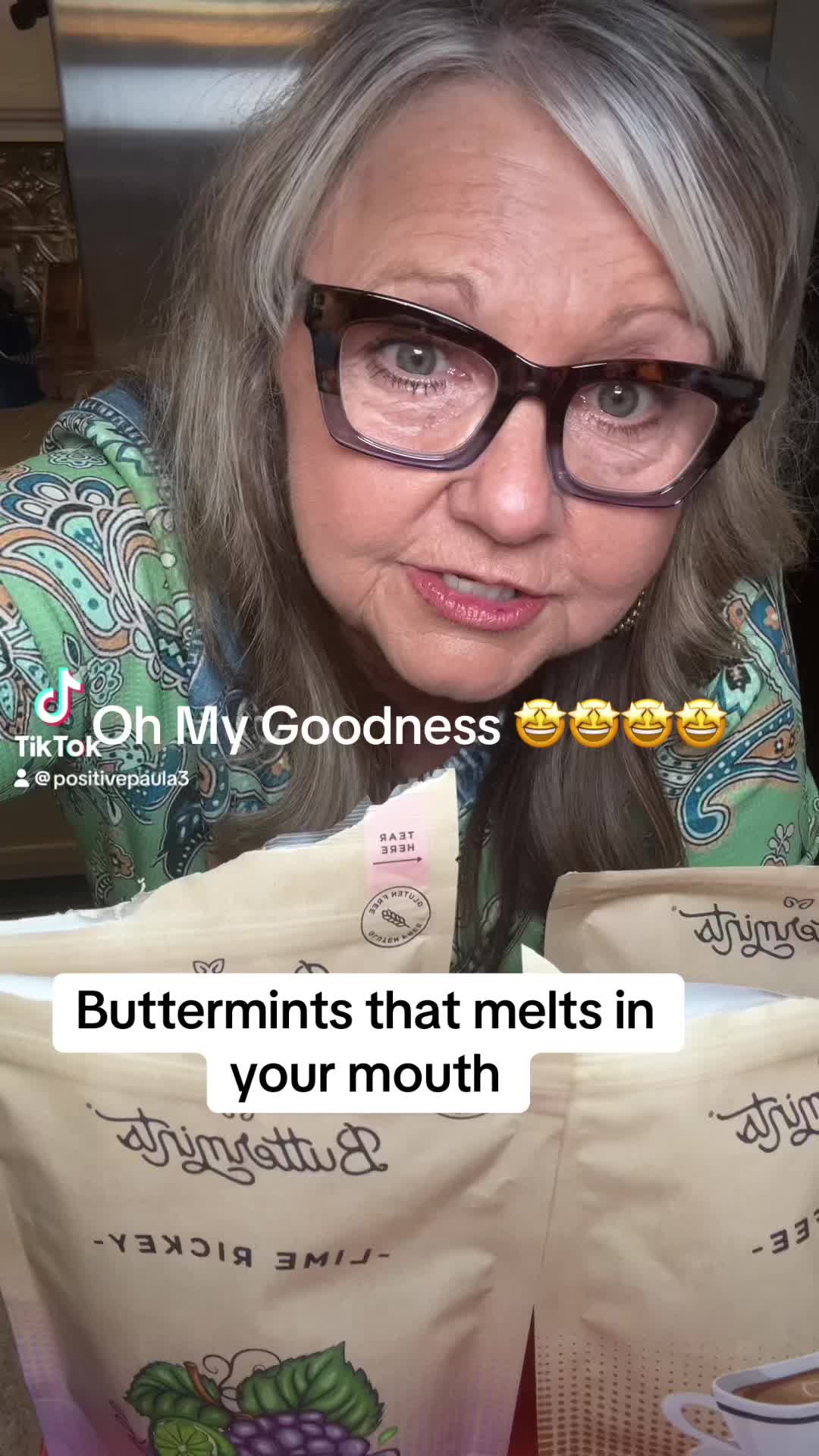 TikTok post by @positivepaula3 for Buttermints. Caption reads: @Buttermints #buttermints #candy #snacks [...].