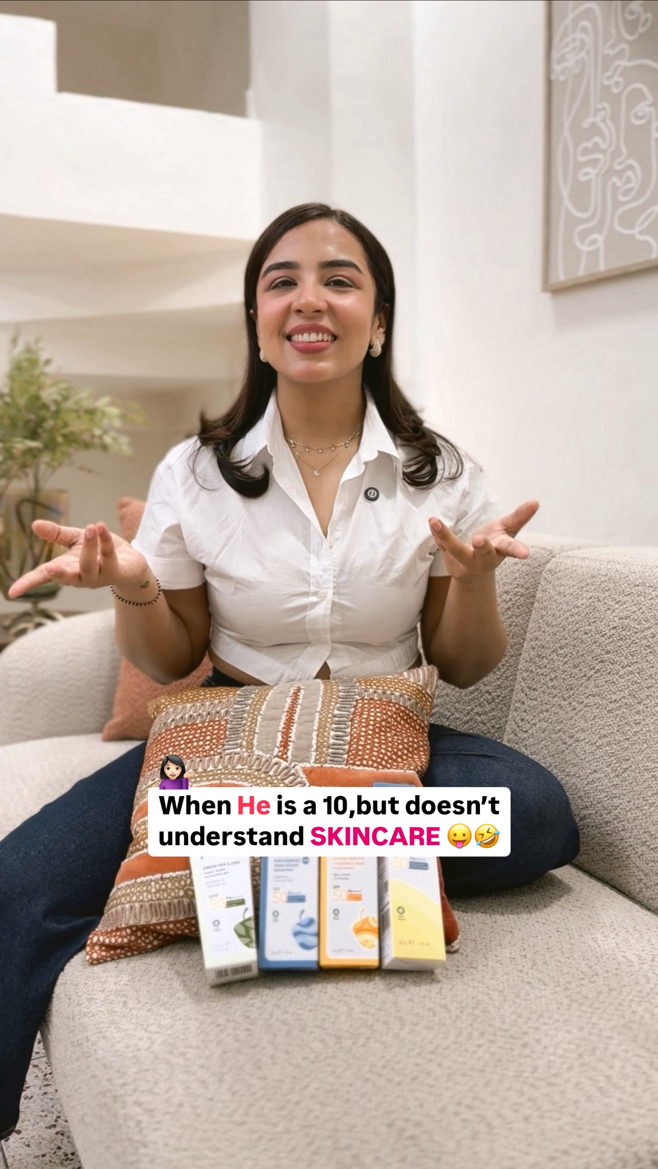 Instagram post by @maggi.says for Plum Goodness. Caption reads: // Sab mera sunscreen utha utha ke use karte rehte....