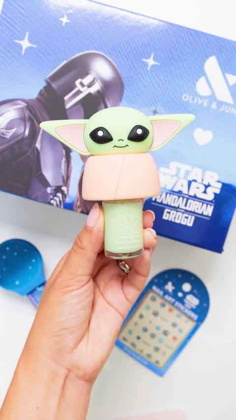 Instagram post by @andreaparkerson2 for Olive & June. Caption reads: New @oliveandjune Star Wars summer collection....