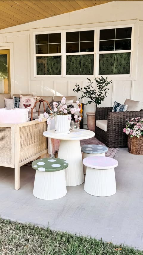 Instagram post by @lollyjaneblog for Rust-Oleum. Caption reads: [...] set started as planters! 🍄 We grabbed....