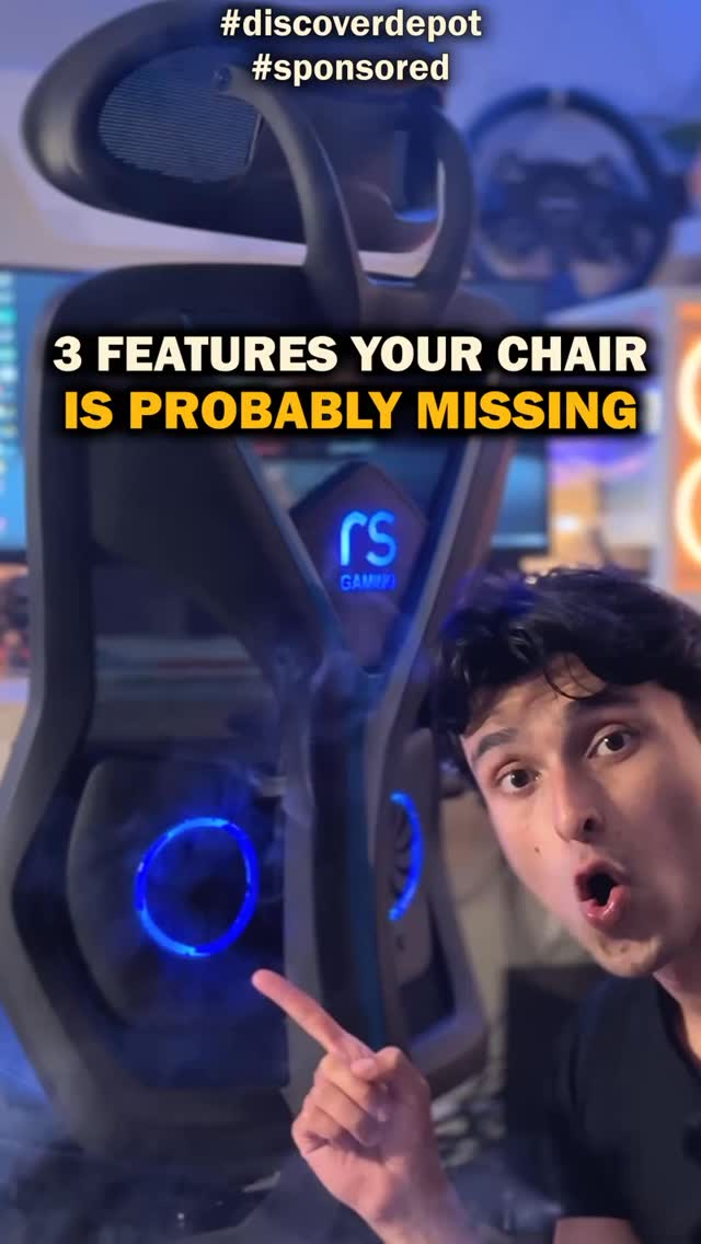 Instagram post by @mind.roam for Office Depot. Caption reads: #sponsored The fans in the Realspace gaming chair....