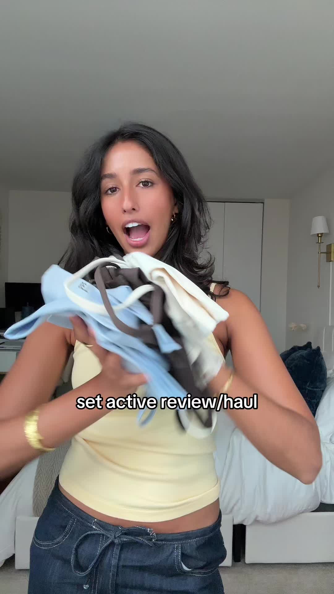 TikTok post by @reynabhens for SET ACTIVE. Caption reads: [...] fourth collection bc WOWWW im obsessed....