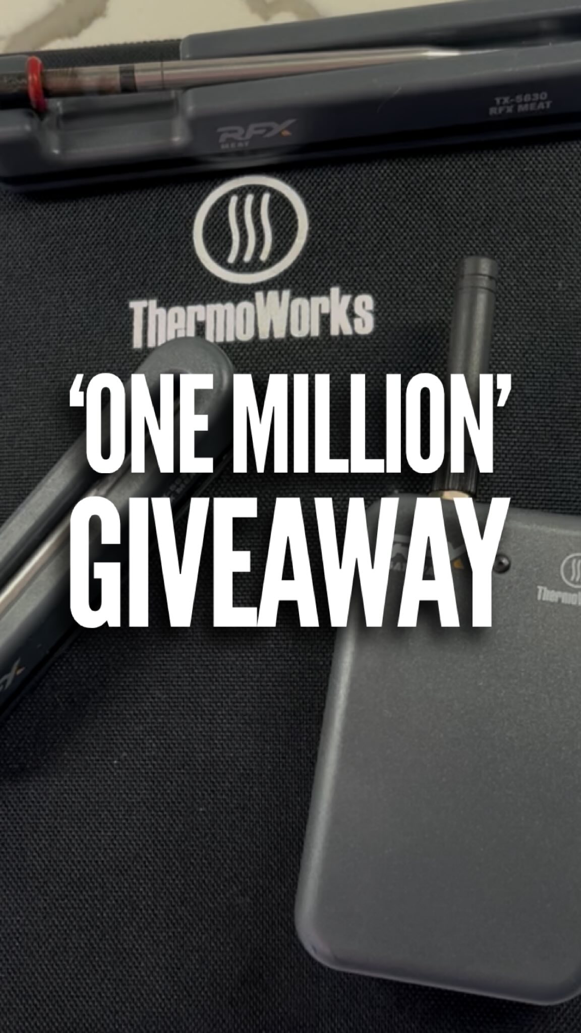 Instagram post by @cast_iron_chris for ThermoWorks. Caption reads: Thanks a MILLION!

To be entered in to win you....