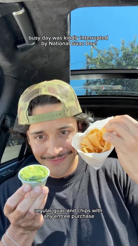 Instagram post by @fabianfnoriega for QDOBA. Caption reads: [...] entrée purchase with promo code: GUACDAY....