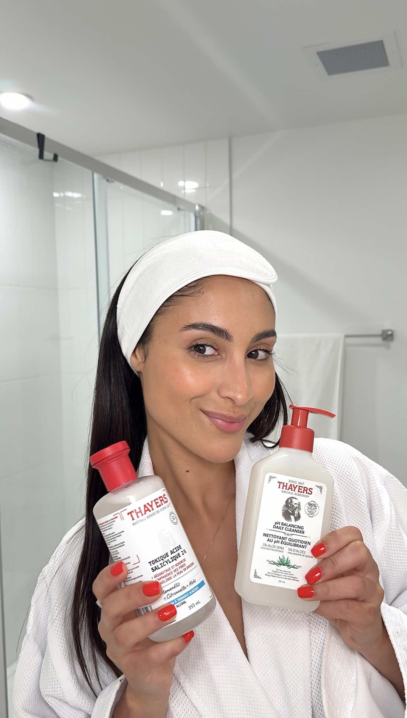 TikTok post by @ineslalouad for Thayers. Caption reads: Routine du soir + night talk avec mon copain 🫧 1.....