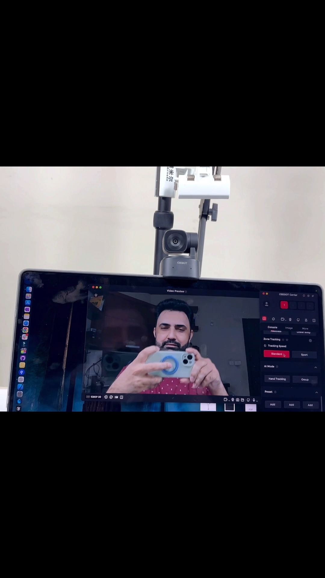 Instagram post by @techwithrr for OBSBOT. Caption reads: Tiny Size Big Impact: OBSBOT Tiny SE Price: $89 on....