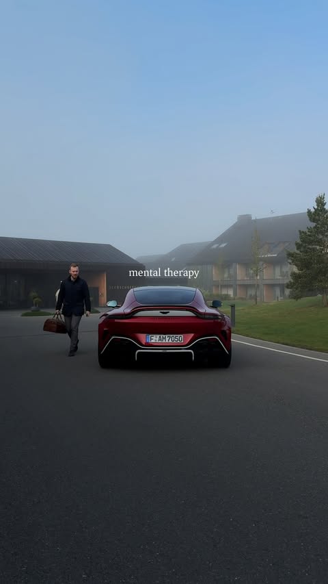 Instagram post by @the.mattbook for Aston Martin. Caption reads: [Ad] Mental therapy with the Aston Martin Vantage....