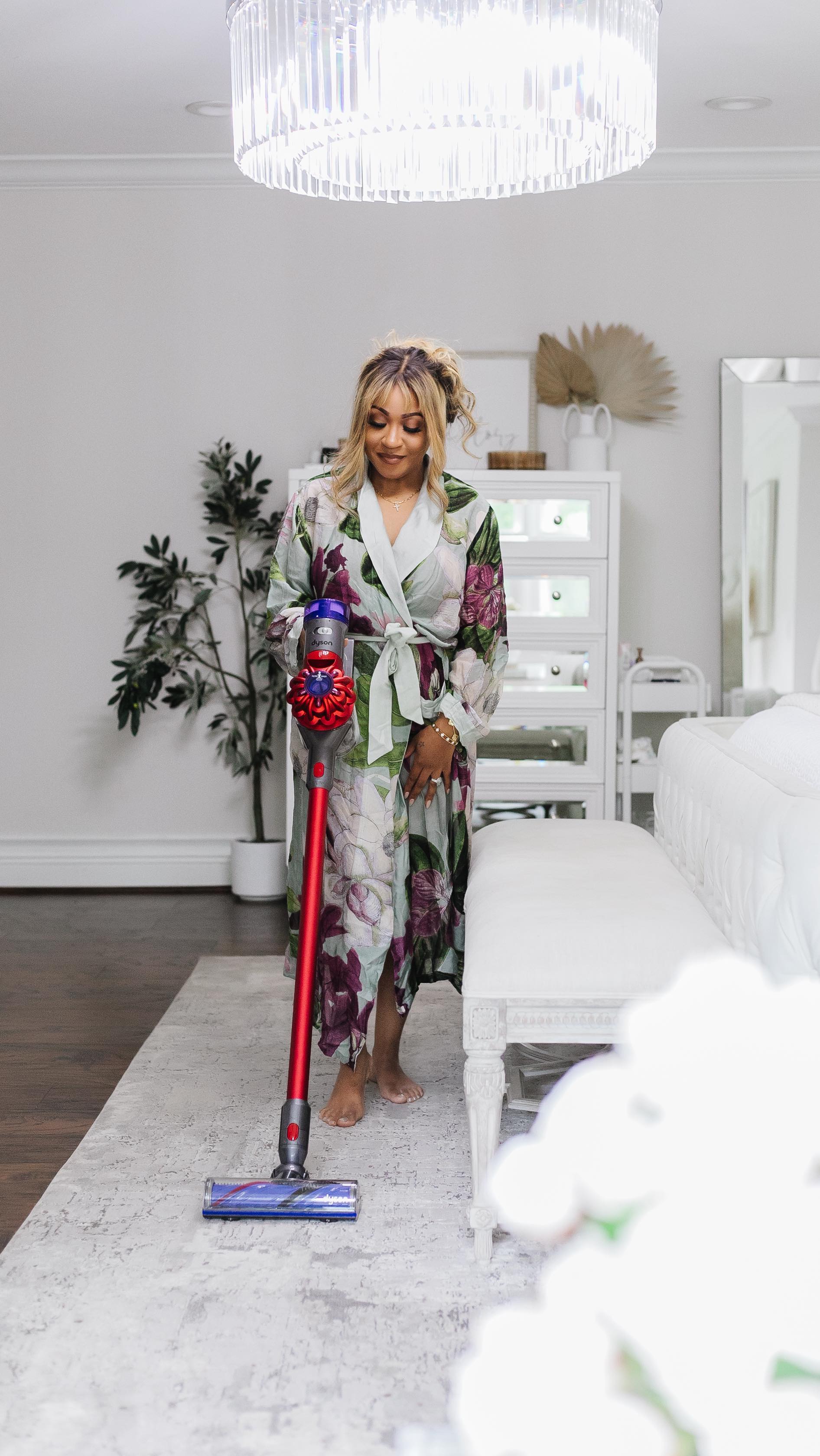 Instagram post by an influencer for Dyson. Caption reads: [...] the bedroom! I partnered with @Dyson and....