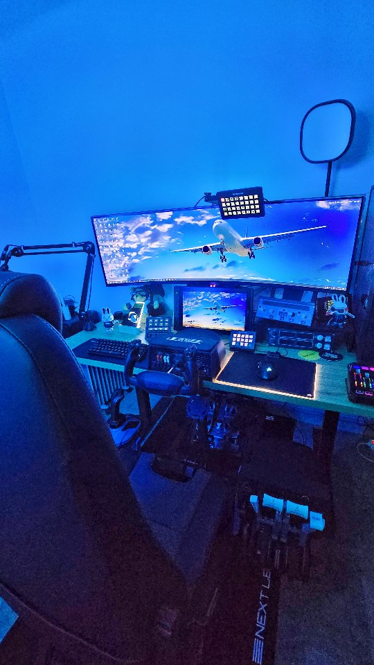 Instagram post by @nextlevelracing.flight for Elgato. Caption reads: I'm thrilled to introduce the official MSFS Flight....