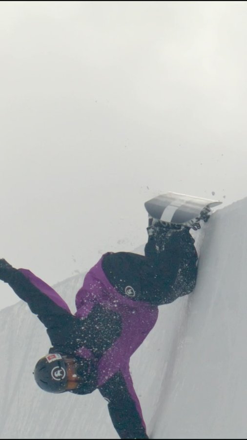 Instagram post by @tobymiller for Backcountry. Caption reads: Halfpipe 🙃 

#snowboarding #skiresort #ikonpass.