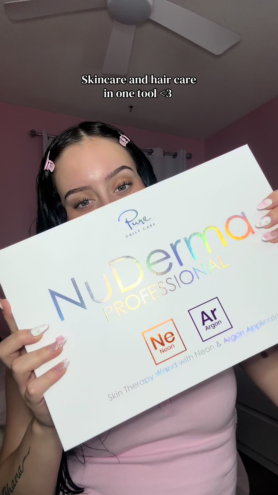 TikTok post by @melly.9407 for Pure Daily Care NuDerma Wand. Caption reads: @Pure Daily Care NuDerma Wand #fyp #haircare....