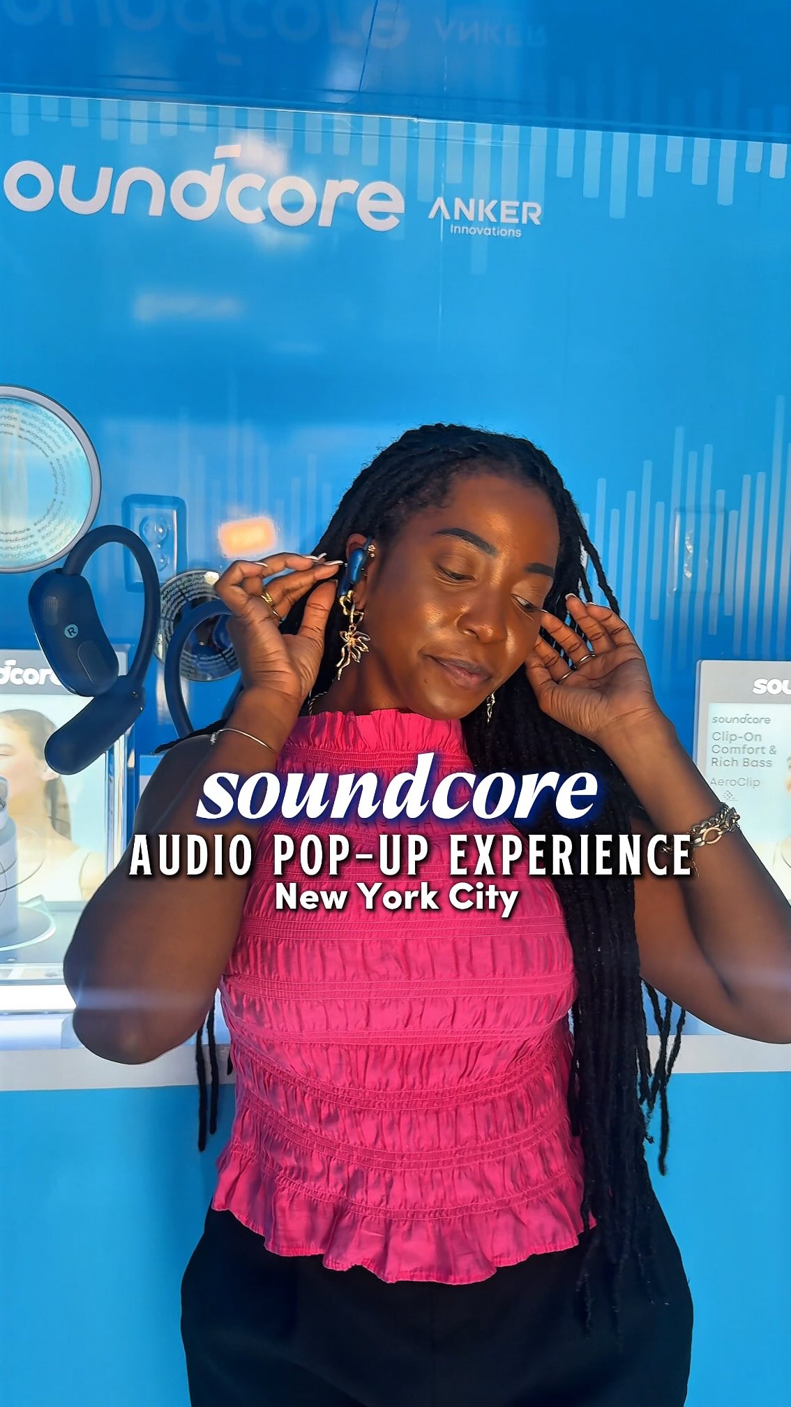 Instagram post by @theexcursiondoctor for Soundcore. Caption reads: Audio Experience Pop-Up In New York City With....