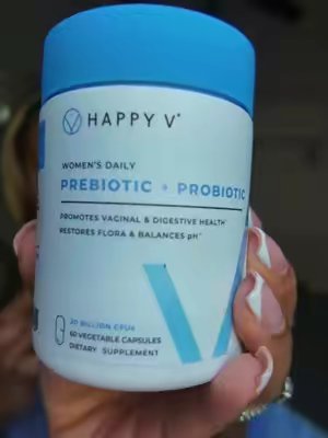TikTok post by @glowwithtae for Happy V. Caption reads: [...] vaginal microbiome feels it too. Adding....