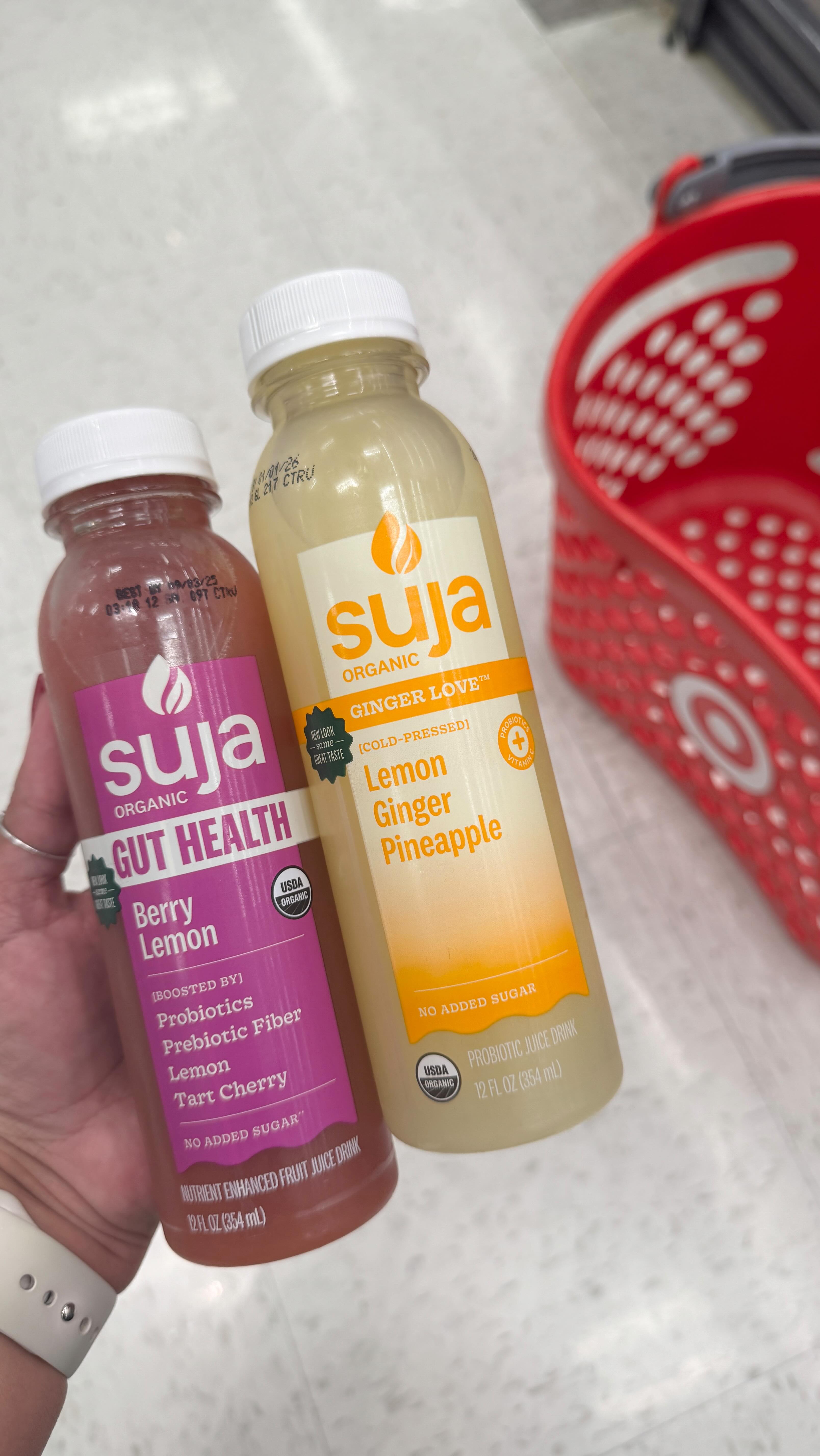 Instagram post by @targetfanatic for Suja Organic. Caption reads: #ad Start your mornings fresh with @SujaOrganic....